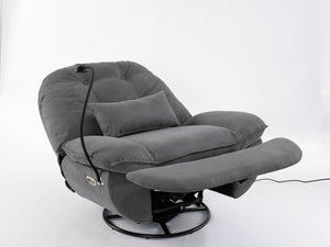 English Elm Power Recliner 270° Swivel Glider with Bluetooth Speakers, USB Charging, Phone Holder, Cup Storage Grey W1752128133