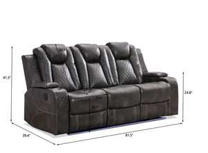 English Elm Mspm070 Power Reclining Sofa Set with Led Lighting Usb Ports and Faux Leather Seating W1805S00150