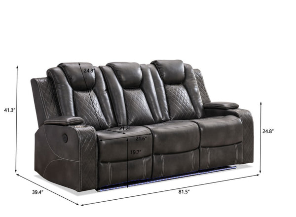 English Elm Mspm070 Power Reclining Sofa Set with Led Lighting Usb Ports and Faux Leather Seating W1805S00150