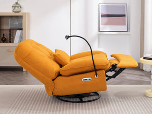 English Elm Power Recliner 270° Swivel Glider with Bluetooth Speakers, USB Charging, Phone Holder, Cup Storage Orange W1752128132