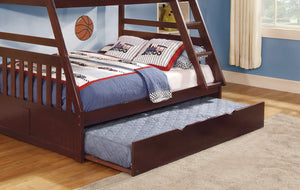 English Elm 1pc Twin/Full Bunk Bed with Twin Trundle Dark Cherry - Space-Saving Rowe Collection, Sturdy Wood Finish B011S00546