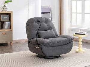 English Elm Power Recliner 270° Swivel Glider with Bluetooth Speakers, USB Charging, Phone Holder, Cup Storage Grey W1752128133