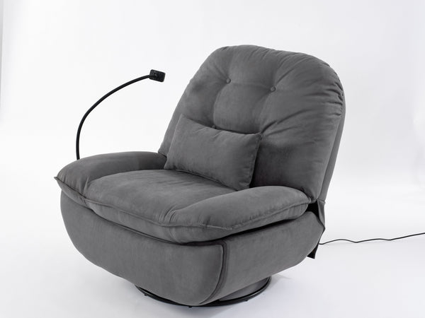 English Elm Power Recliner 270° Swivel Glider with Bluetooth Speakers, USB Charging, Phone Holder, Cup Storage Grey W1752128133