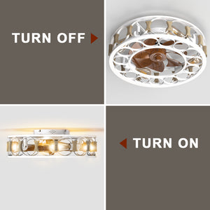 English Elm Caged Semi-Embedded Ceiling Fan with Lights Remote Control, 6-Speed Reversible Blades, LED W1340119553