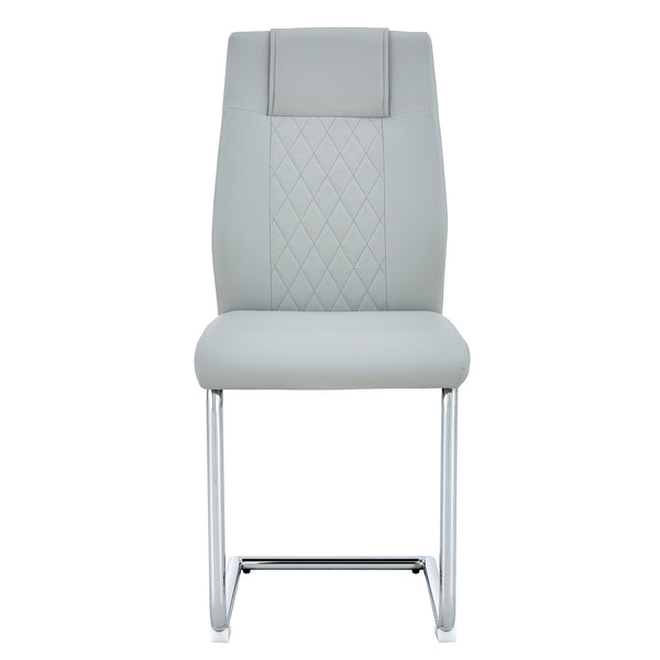 English Elm Equipped modern faux leather dining chairs with metal legs, high-density foam comfort for versatile rooms Light Gray W1151102507