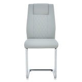 English Elm Modern Dining Chairs With Faux Leather Padded Seat Dining Living Room Chairs Upholstered Chair With Metal Legs Design For Living, Bedroom, Dining Room Side Chairs Set Of 8 (Light Gray+Pu) C-001