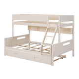 Hearth and Haven Melodique Twin over Full Bunk Bed with Storage Shelves and Twin Trundle, Cream GX000712AAC