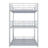 Hearth and Haven Full Size Triple Bunk Bed with 2 Ladders, Silver GX000627AAN