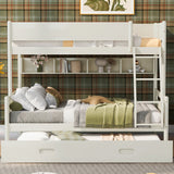 Hearth and Haven Melodique Twin over Full Bunk Bed with Storage Shelves and Twin Trundle, Cream GX000712AAC