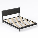 Hearth and Haven Upholstered Queen Size Bed Frame Platform with High-Adjustable Headboard and Solid Wood Slats Support, Strong Weight Capacity, Non-Slip and Noise-Free, No Box Spring Needed, Easy Assembly, Grey W2069122777