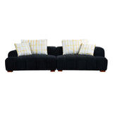 English Elm 103.9" Modern Couch Corduroy Fabric Comfy Sofa With Rubber Wood Legs, 4 Pillows For Living Room, Bedroom, Office, Black