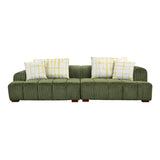 English Elm 103.9" Modern Couch Corduroy Fabric Comfy Sofa With Rubber Wood Legs, 4 Pillows For Living Room, Bedroom, Office, Green