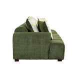 English Elm 103.9" Modern Couch Corduroy Fabric Comfy Sofa With Rubber Wood Legs, 4 Pillows For Living Room, Bedroom, Office, Green