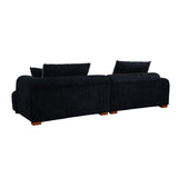 English Elm 103.9" Modern Couch Corduroy Fabric Comfy Sofa With Rubber Wood Legs, 4 Pillows For Living Room, Bedroom, Office, Black