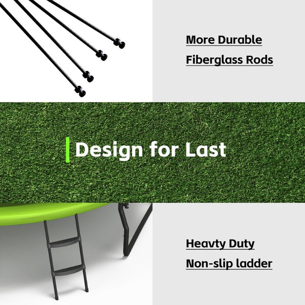 English Elm New 14ft Round Kids Backyard Trampoline Arc Frame Safety Net Uv Mat Wind Stakes SC000006AAF