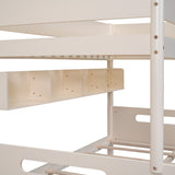 Hearth and Haven Melodique Twin over Full Bunk Bed with Storage Shelves and Twin Trundle, Cream GX000712AAC