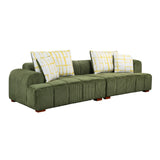 English Elm 103.9" Modern Couch Corduroy Fabric Comfy Sofa With Rubber Wood Legs, 4 Pillows For Living Room, Bedroom, Office, Green