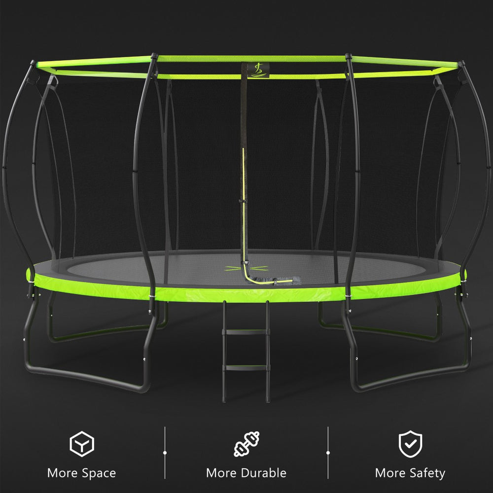 English Elm New 14ft Round Kids Backyard Trampoline Arc Frame Safety Net Uv Mat Wind Stakes SC000006AAF
