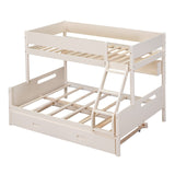 Hearth and Haven Melodique Twin over Full Bunk Bed with Storage Shelves and Twin Trundle, Cream GX000712AAC