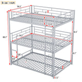 Hearth and Haven Full Size Triple Bunk Bed with 2 Ladders, Silver GX000627AAN