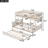 Hearth and Haven Melodique Twin over Full Bunk Bed with Storage Shelves and Twin Trundle, Cream GX000712AAC