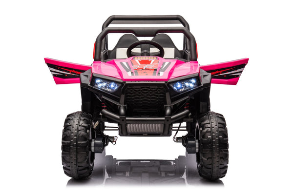 English Elm 12v7a*1 Four Wheel Drive Kids Ride on Car with Leather Seat Remote Control Pink W1620122509
