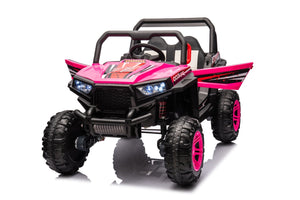 English Elm 12v7a*1 Four Wheel Drive Kids Ride on Car with Leather Seat Remote Control Pink W1620122509