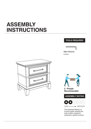 English Elm Contemporary rustic gray nightstand with crown molding, pewter bar pulls, solid wood veneer, 25½"H B011131274