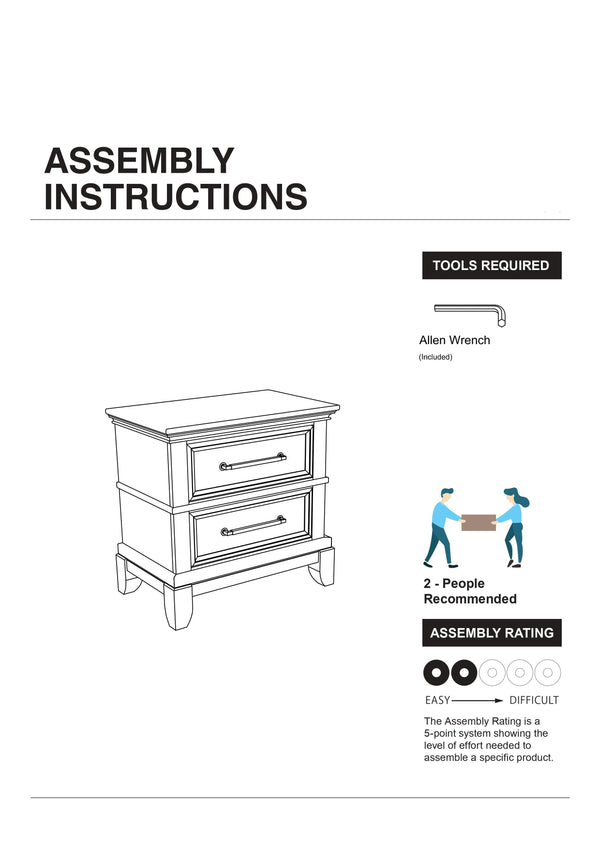 English Elm Contemporary rustic gray nightstand with crown molding, pewter bar pulls, solid wood veneer, 25½"H B011131274