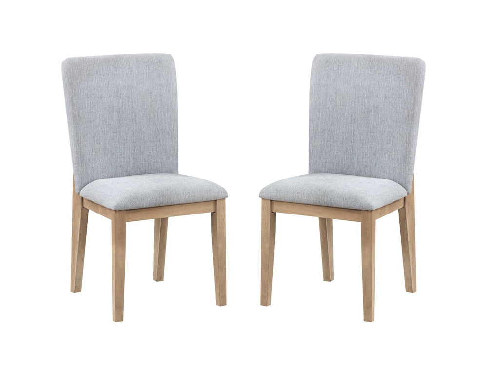English Elm Caspian Armless Dining Chairs Set of 2 Gray Linen Upholstered with Oak Finish Legs B061131265