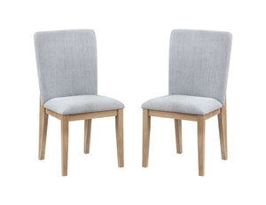 English Elm Caspian Armless Dining Chairs Set of 2 Gray Linen Upholstered with Oak Finish Legs B061131265