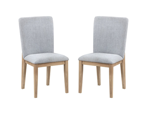 English Elm Caspian Round Oak Veneer Pedestal Dining Table Set Seats Four with Gray Upholstered Chairs B061S00743
