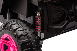 English Elm 12v7a*1 Four Wheel Drive Kids Ride on Car with Leather Seat Remote Control Pink W1620122509