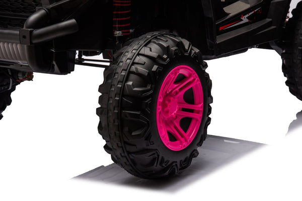 English Elm 12v7a*1 Four Wheel Drive Kids Ride on Car with Leather Seat Remote Control Pink W1620122509