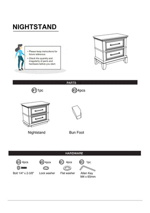 English Elm Contemporary rustic gray nightstand with crown molding, pewter bar pulls, solid wood veneer, 25½"H B011131274