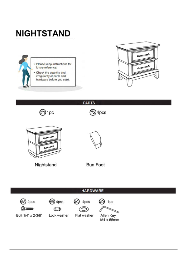 English Elm Contemporary rustic gray nightstand with crown molding, pewter bar pulls, solid wood veneer, 25½"H B011131274