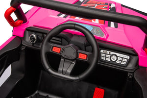 English Elm 12v7a*1 Four Wheel Drive Kids Ride on Car with Leather Seat Remote Control Pink W1620122509