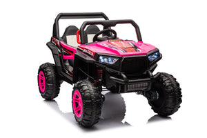 English Elm 12v7a*1 Four Wheel Drive Kids Ride on Car with Leather Seat Remote Control Pink W1620122509