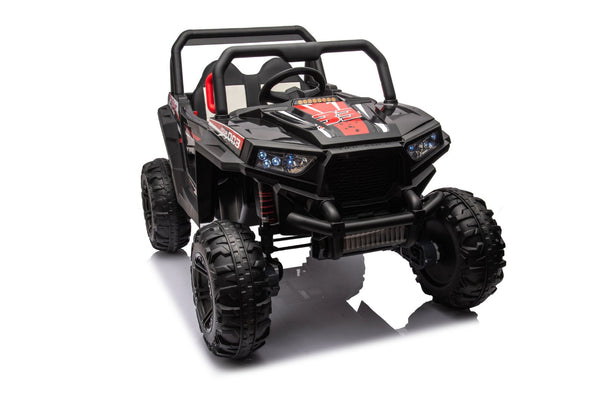English Elm 12v7a*1 Four Wheel Drive Kids Ride on Car with Leather Seat Remote Control Black W1620122508