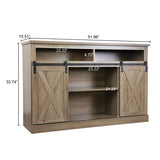 Hearth and Haven TV Stand with 2 Barn Doors and Adjustable Shelves, Grey W1785118931