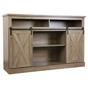 Hearth and Haven TV Stand with 2 Barn Doors and Adjustable Shelves, Grey W1785118931