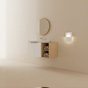 English Elm 36 Inch Modern Wall-Mounted Bathroom Vanity Set With Soft-Close Doors, Ceramic Sink & Storage Shelf W999S00111