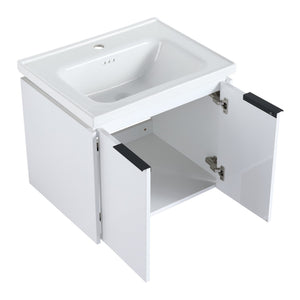 English Elm 60 Inch Modern Soft Close Bathroom Vanity With Double Ceramic Sinks & Smart Storage Solution W999S00113