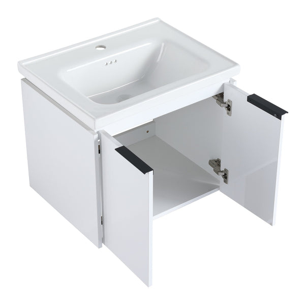 English Elm 48 Inch Soft Close Bathroom Vanity With Sink, Smart Storage & Modern Design For Small Spaces W999S00112