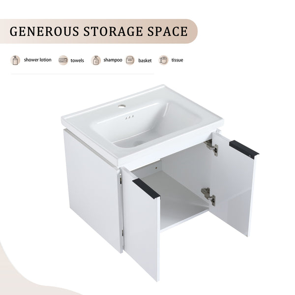 English Elm 60 Inch Modern Soft Close Bathroom Vanity With Double Ceramic Sinks & Smart Storage Solution W999S00113