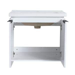 English Elm 48 Inch Soft Close Bathroom Vanity With Sink, Smart Storage & Modern Design For Small Spaces W999S00112