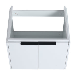 English Elm 24 Inch Wall Mounted Vanity with Ceramic Basin, Soft-Close Doors, Metal Handles, Water-Resistant Plywood W999125749