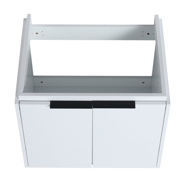 English Elm 24 Inch Wall Mounted Vanity with Ceramic Basin, Soft-Close Doors, Metal Handles, Water-Resistant Plywood W999125749