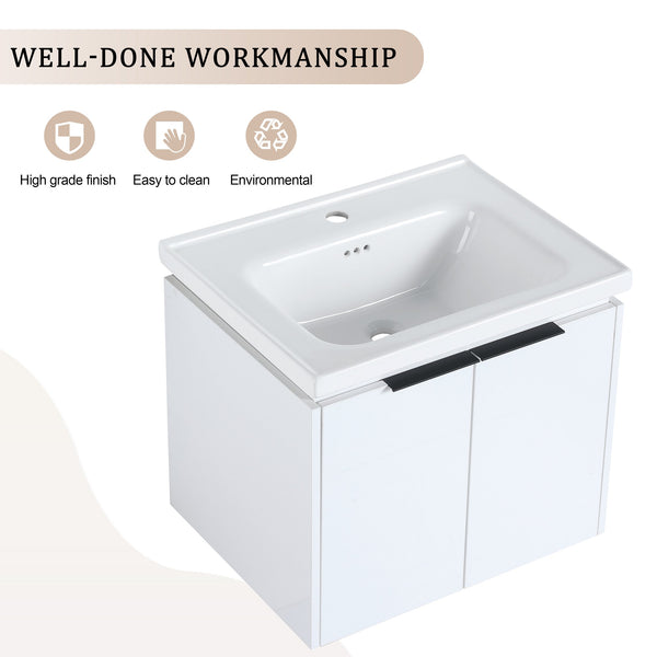 English Elm 48 Inch Soft Close Bathroom Vanity With Sink, Smart Storage & Modern Design For Small Spaces W999S00112