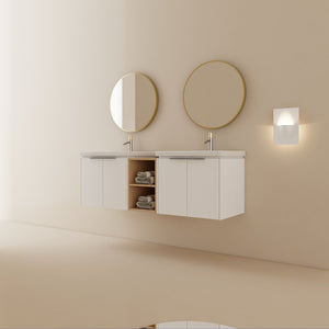 English Elm 60 Inch Modern Soft Close Bathroom Vanity With Double Ceramic Sinks & Smart Storage Solution W999S00113